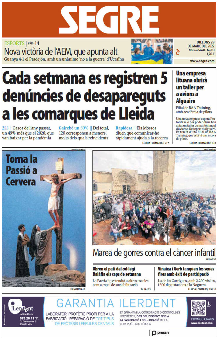 Portada de Segre (España)