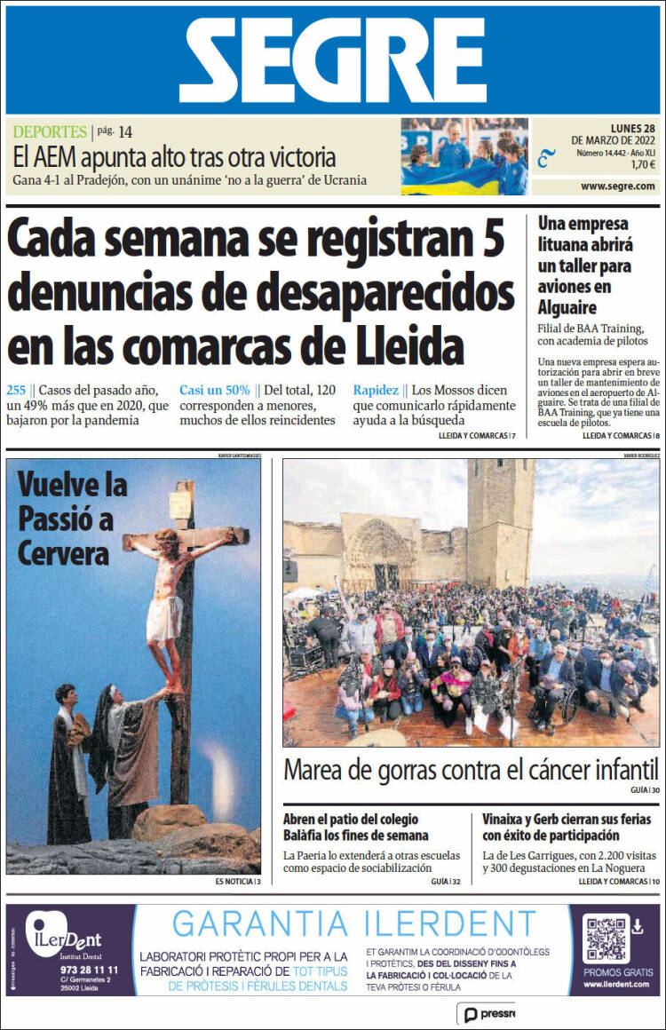 Portada de Segre  (Spain)