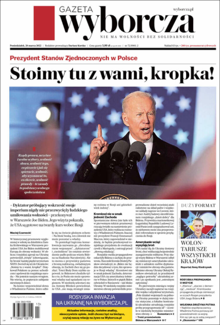 Portada de Gazeta Wyborcza (Polonia)