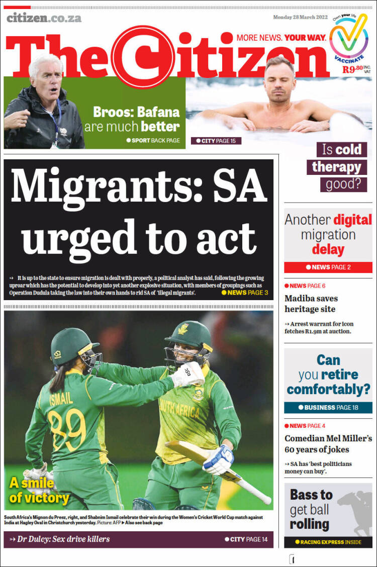 Portada de The Citizen (Sud&aacute;frica)