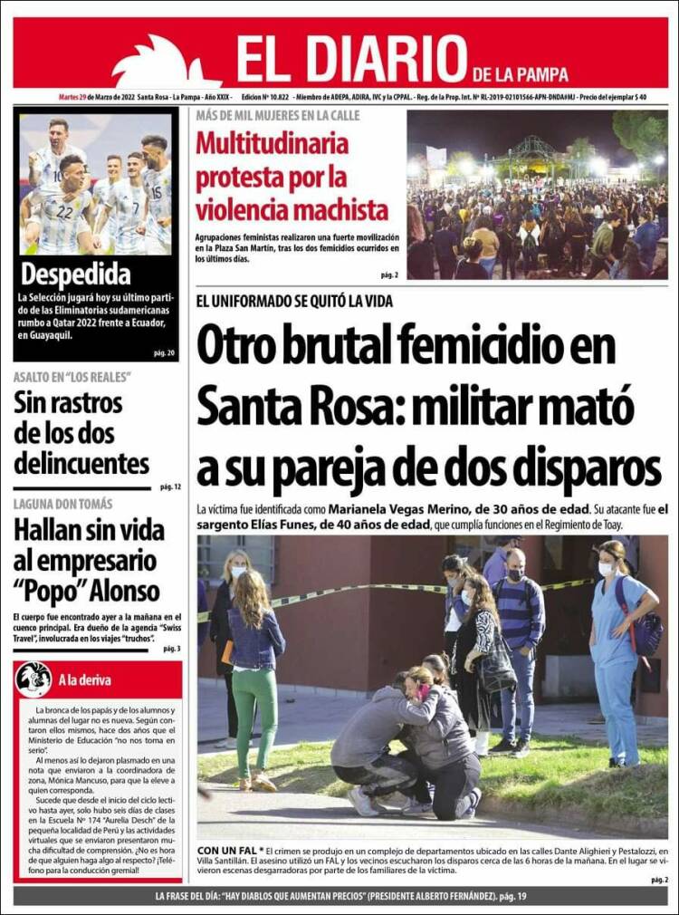 Portada de Diario de La Pampa (Argentina)