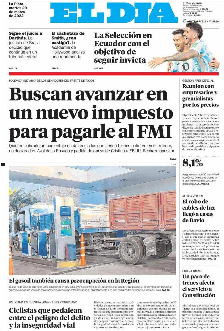 Portada de El Día de la Plata (Argentina)