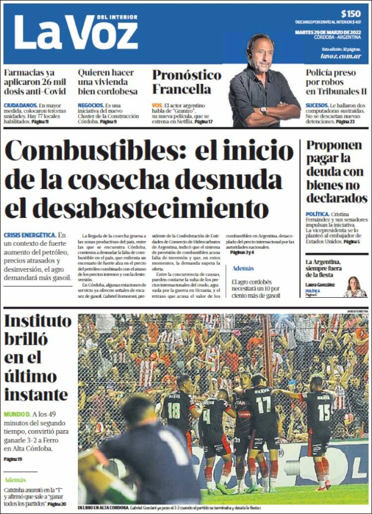 Portada de La Voz del Interior (Argentina)