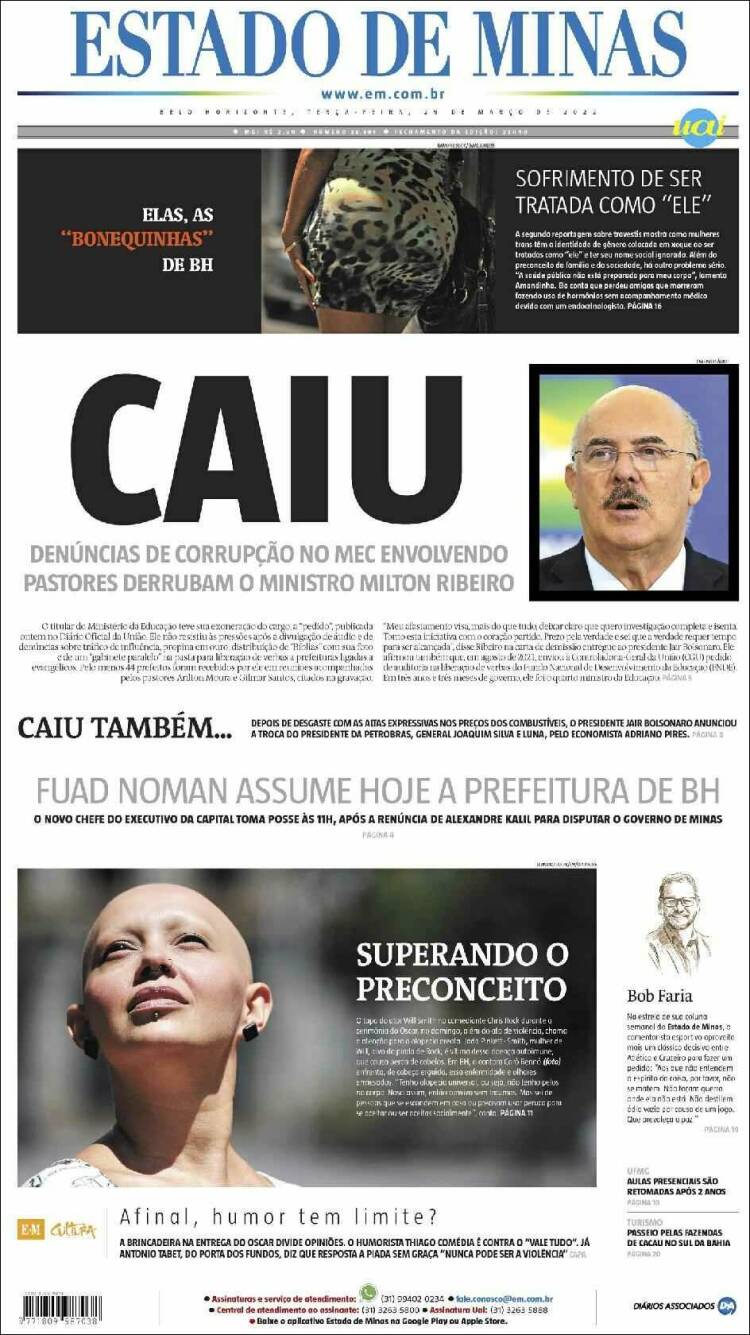 Portada de Jornal Estado de Minas (Brasil)