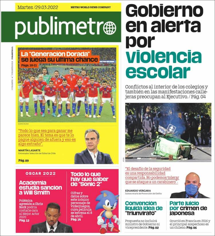 Portada de Publimetro (Chile)