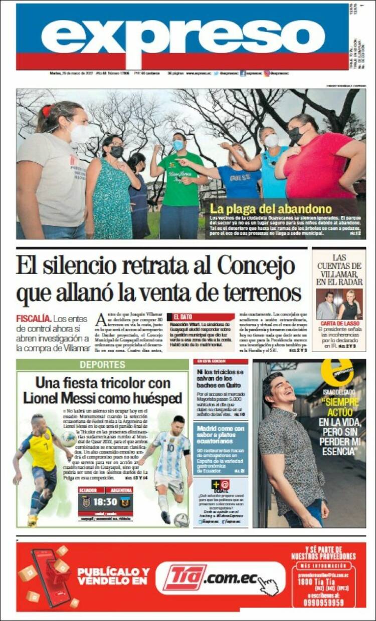 Portada de Expreso (Ecuador)