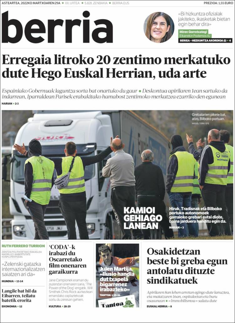 Portada de Berria (Espa&ntilde;a)