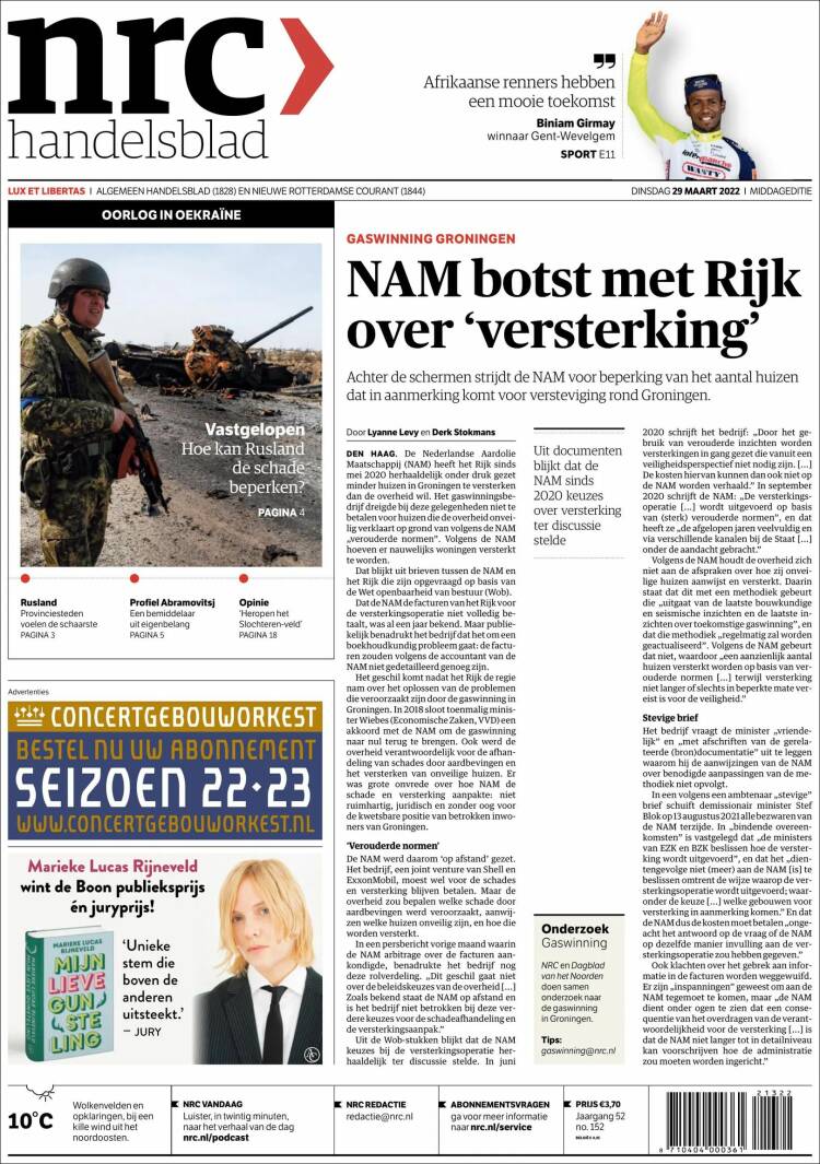 Portada de NRC Handelsblad (Pa&iacute;ses Bajos)