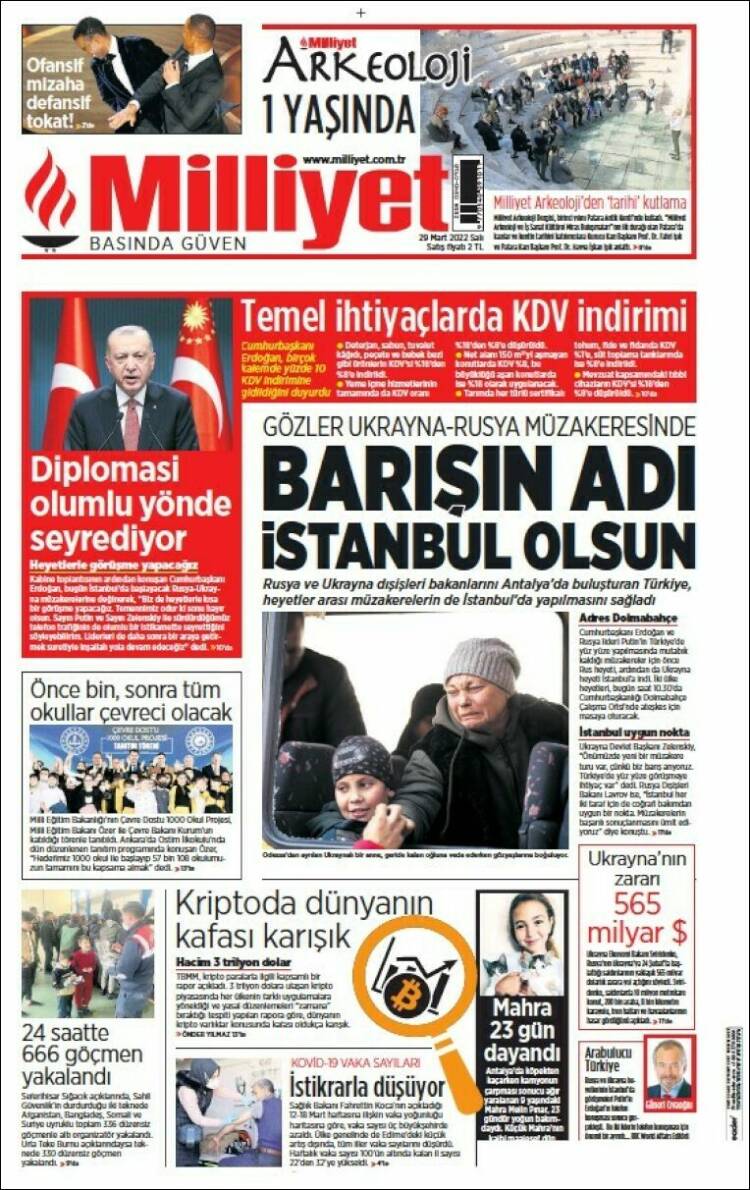 Portada de Milliyet (Turqu&iacute;a)