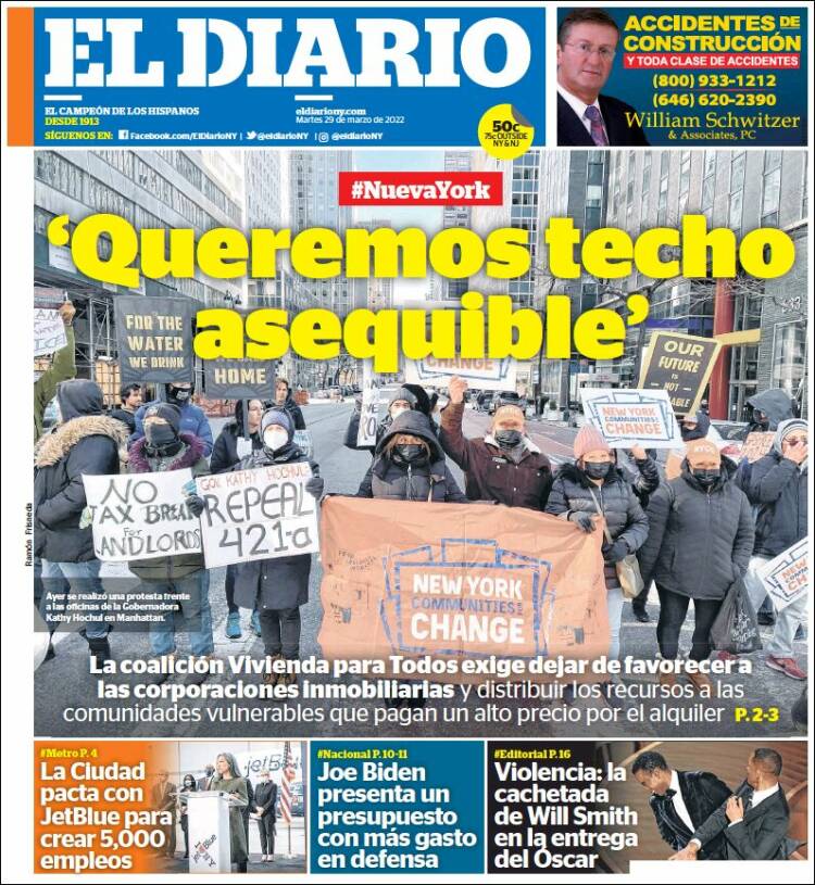 Portada de El Diario NY (USA)