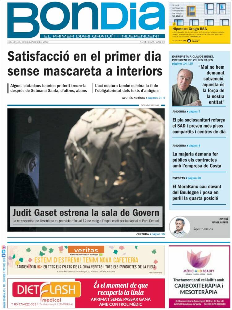 Portada de Diari Bondia (Andorra)