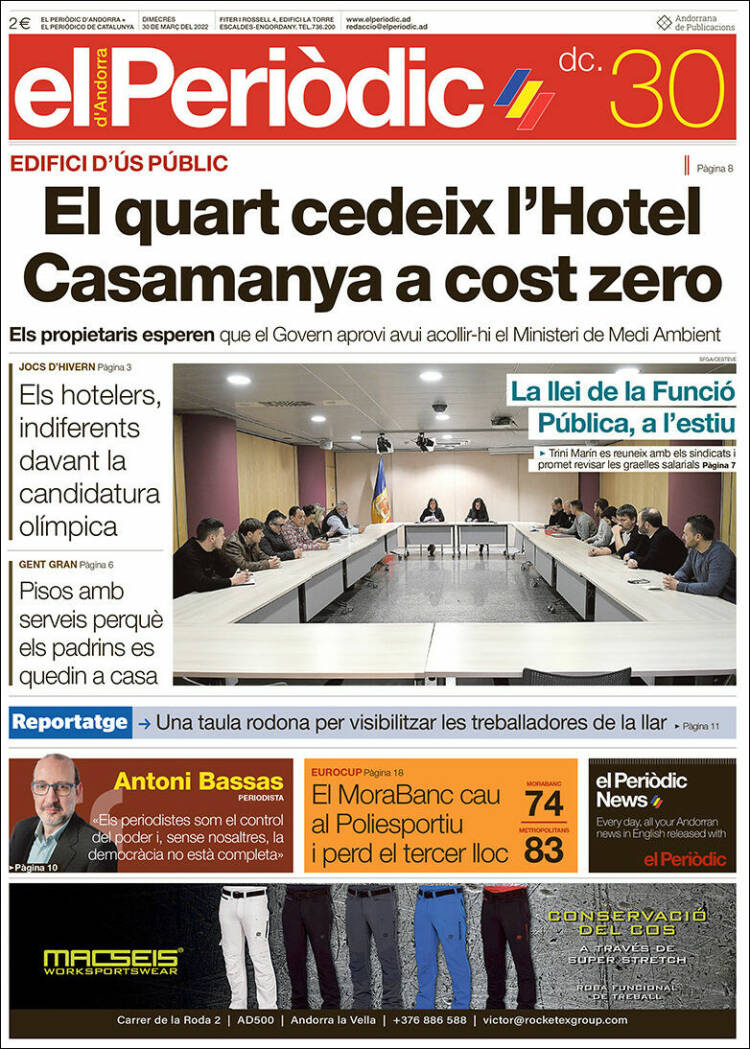 Portada de El Periòdic d'Andorra (Andorra)