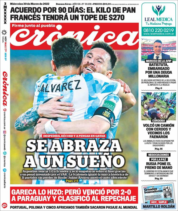 Portada de Crónica (Argentina)
