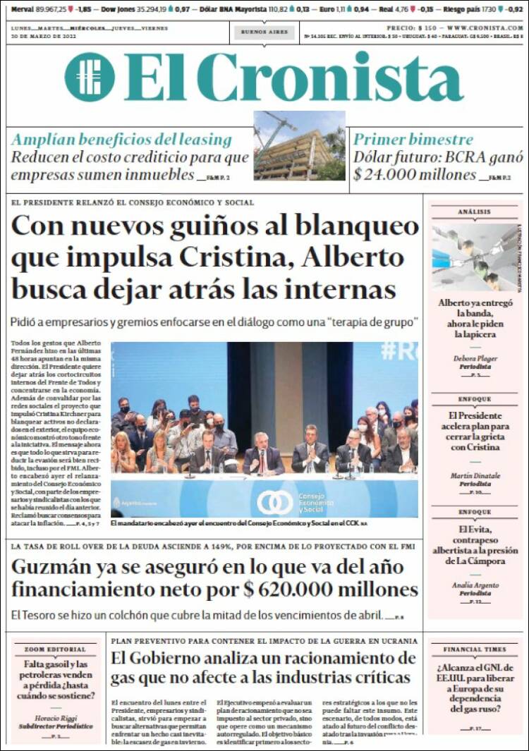 Portada de El Cronista Comercial (Argentina)
