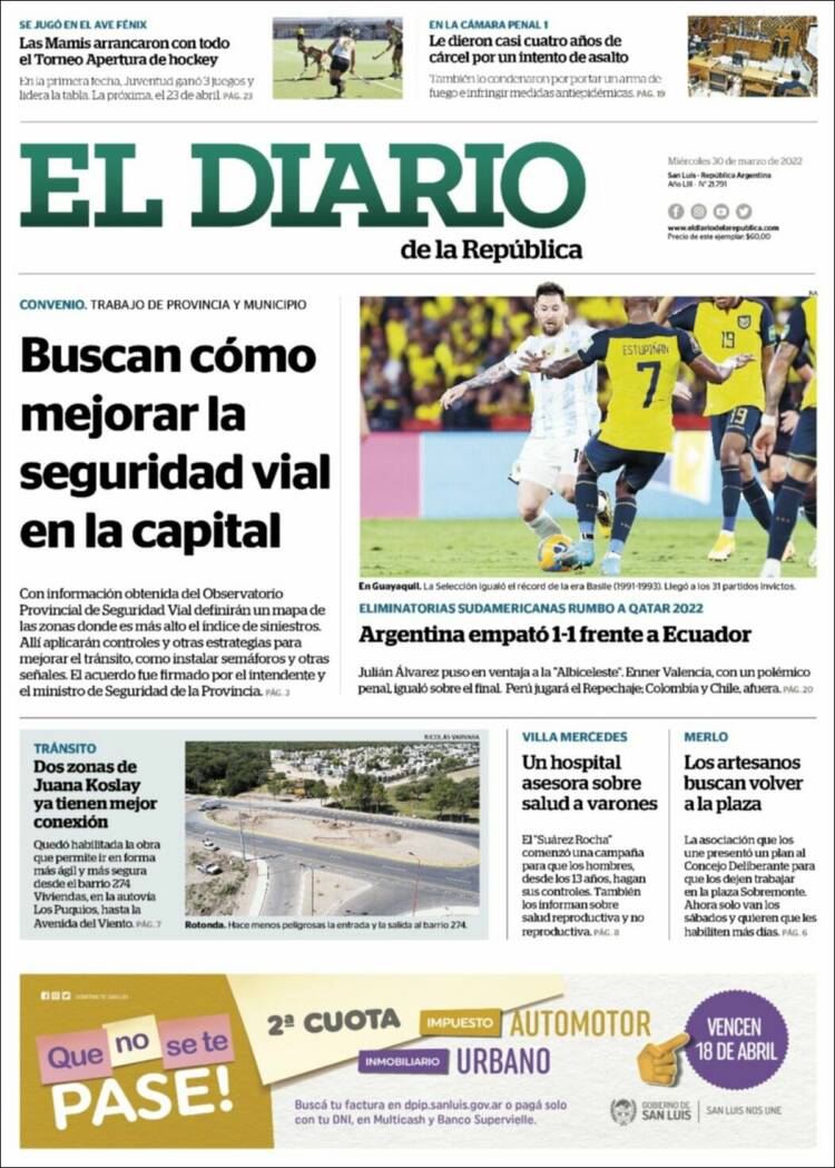 Portada de Diario de la República (Argentina)