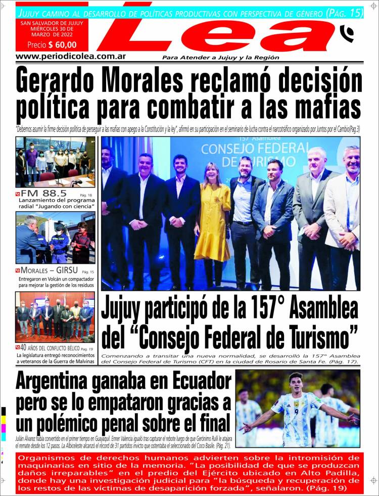 Portada de Periódico Lea (Argentina)
