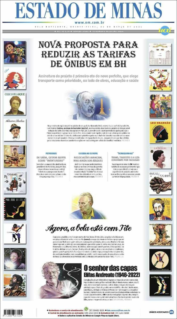 Portada de Jornal Estado de Minas (Brasil)