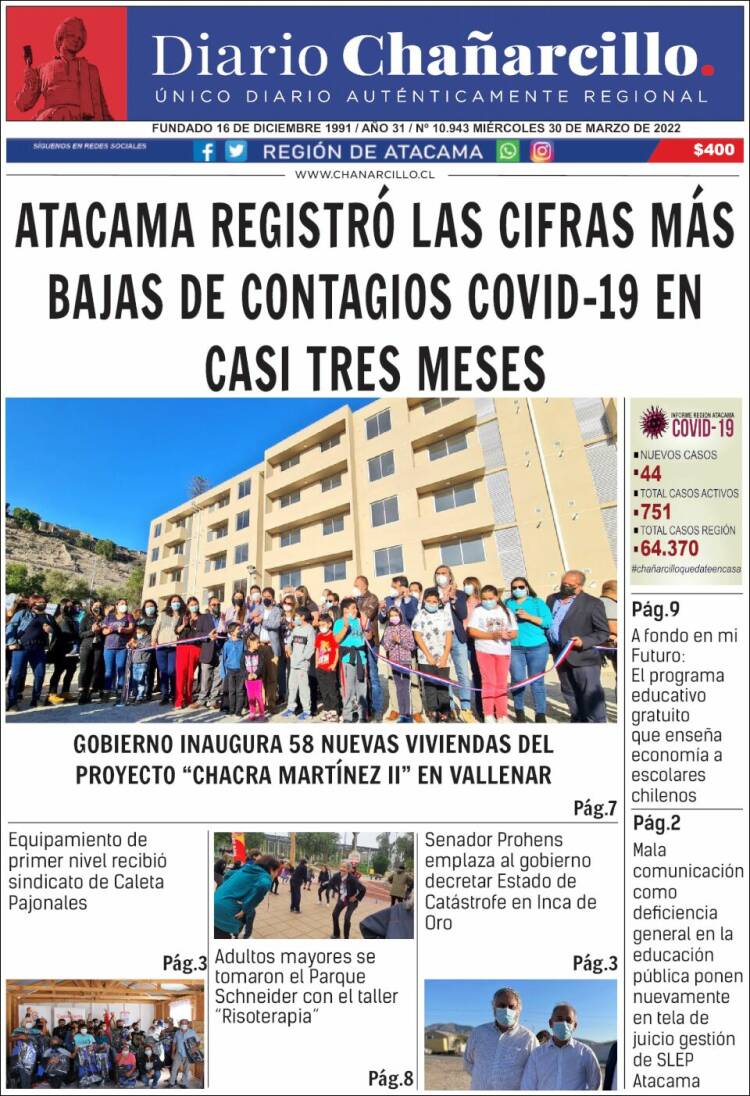 Portada de Diario Chañarcillo (Chile)