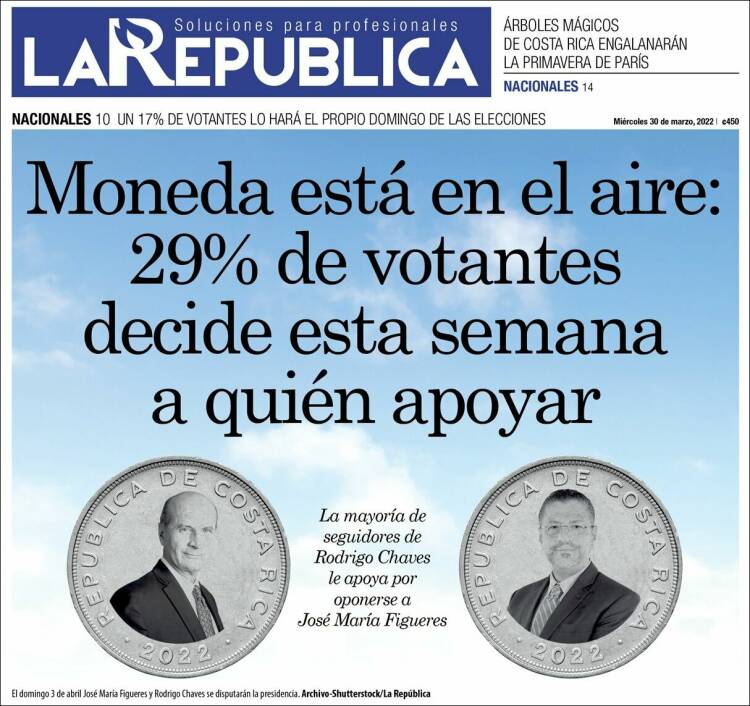 Portada de La República (Costa Rica)