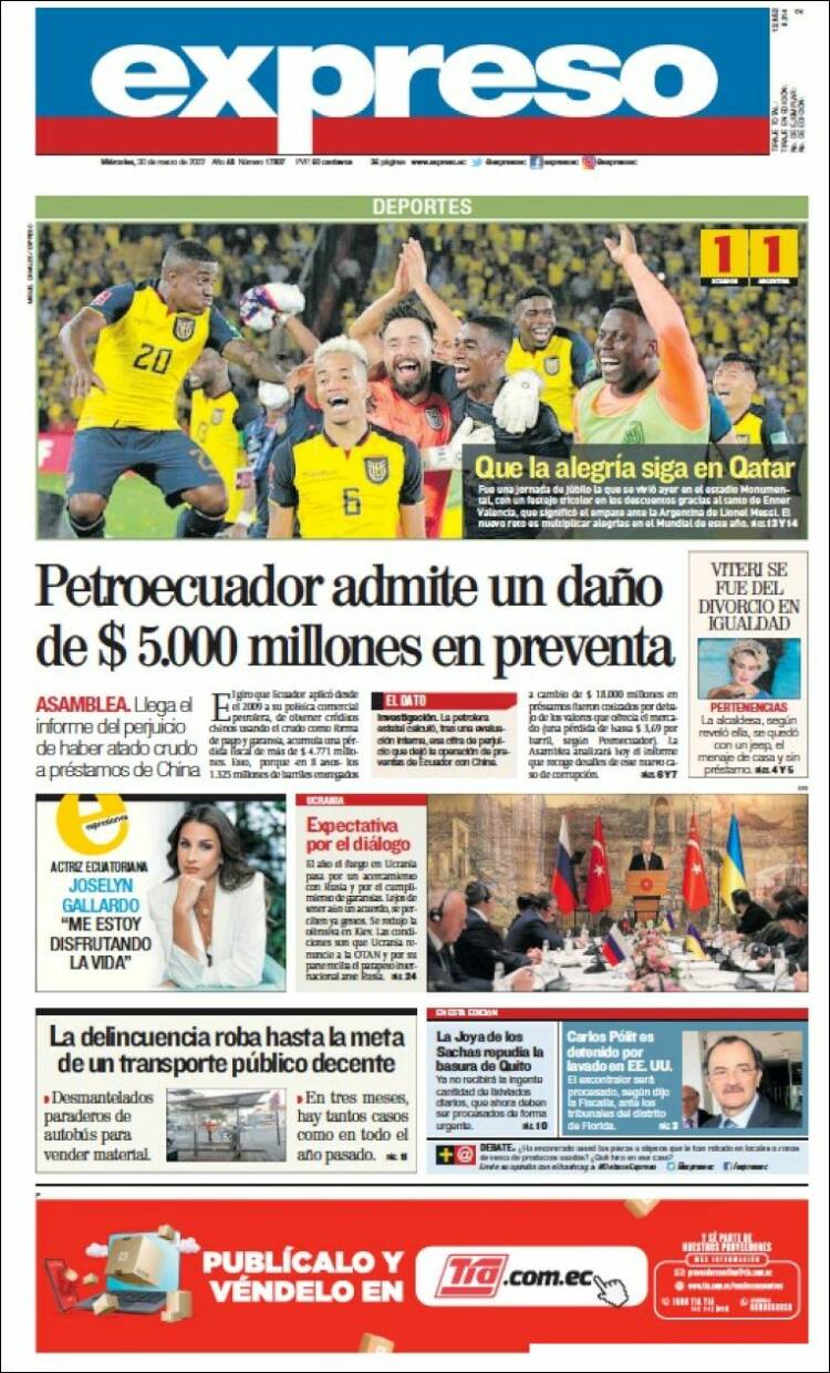 Portada de Expreso (Ecuador)