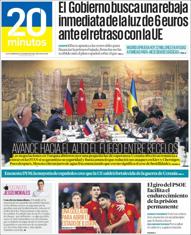 Portada de 20 Minutos - Madrid (España)