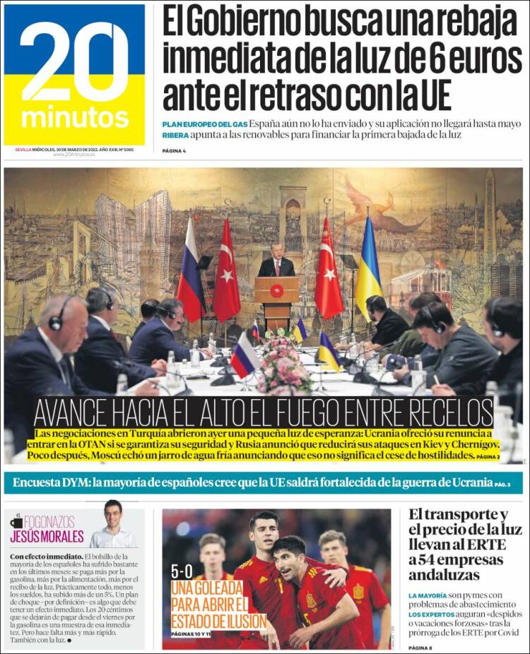 Portada de 20 Minutos - Sevilla (España)