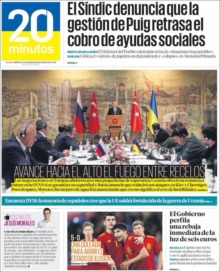 Portada de 20 Minutos - Valencia (España)