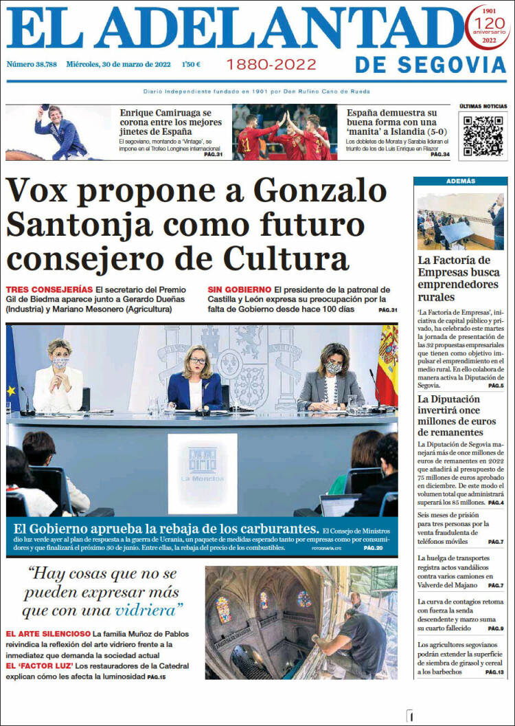 Portada de El Adelantado de Segovia (España)