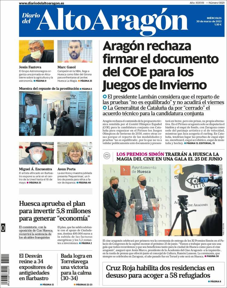 Portada de Diario del AltoAragón (España)
