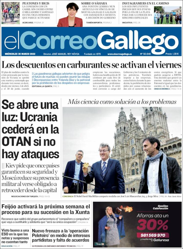 Portada de El Correo Gallego (España)