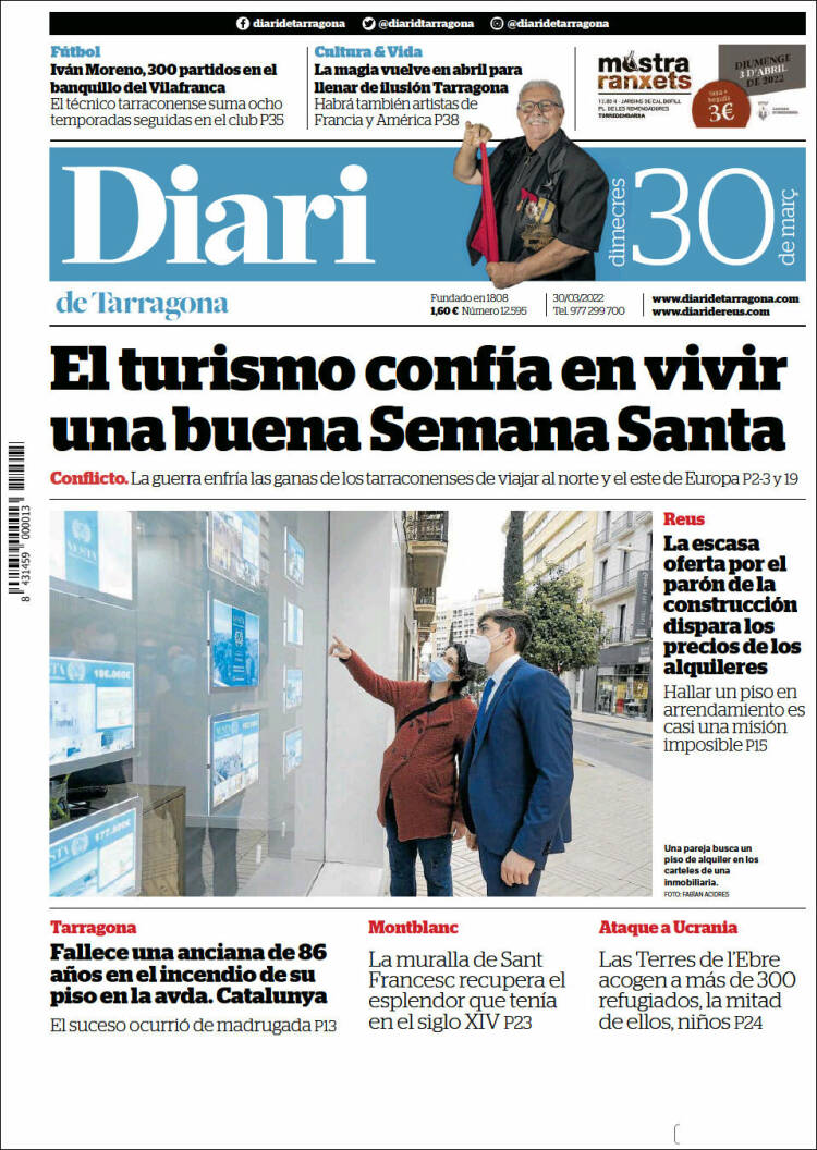 Portada de Diari de Tarragona (España)
