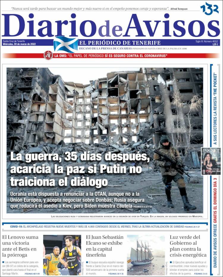 Portada de Diarios de Avisos (España)
