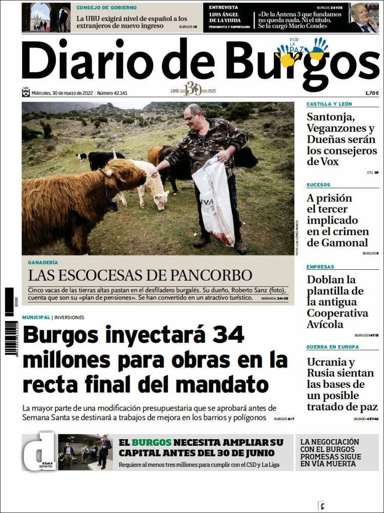 Portada de Diario de Burgos (España)