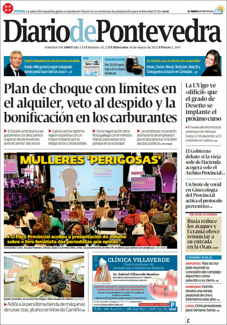 Portada de Diario de Pontevedra (España)
