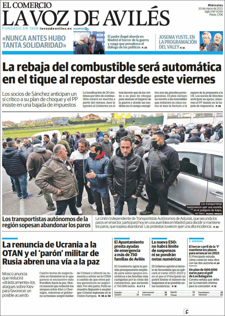 Portada de El Comercio - Avilés (España)