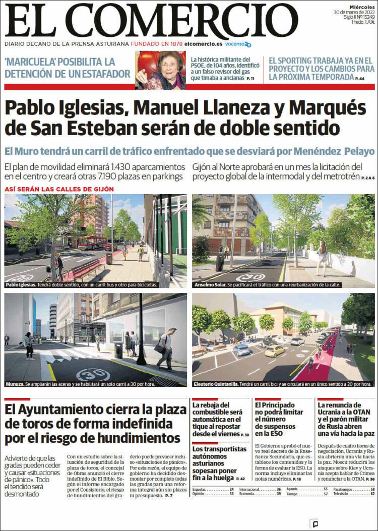 Portada de El Comercio - Gijón (España)
