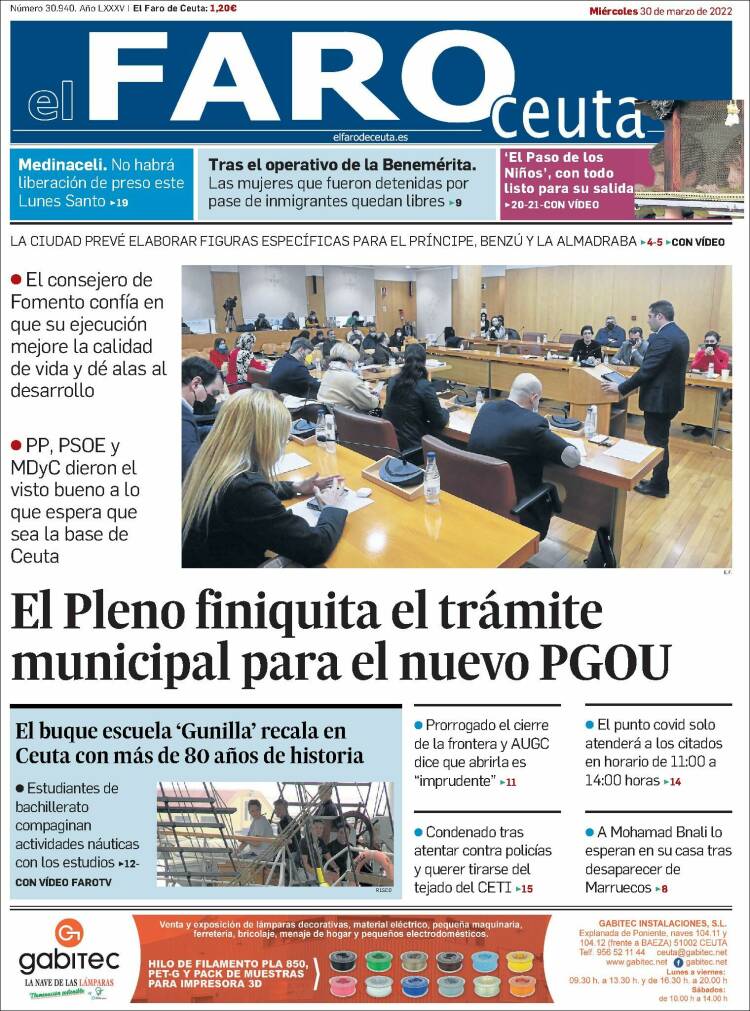 Portada de El Faro de Ceuta (España)