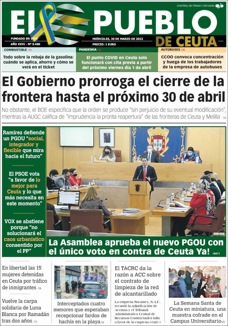 Portada de El Pueblo de Ceuta (España)
