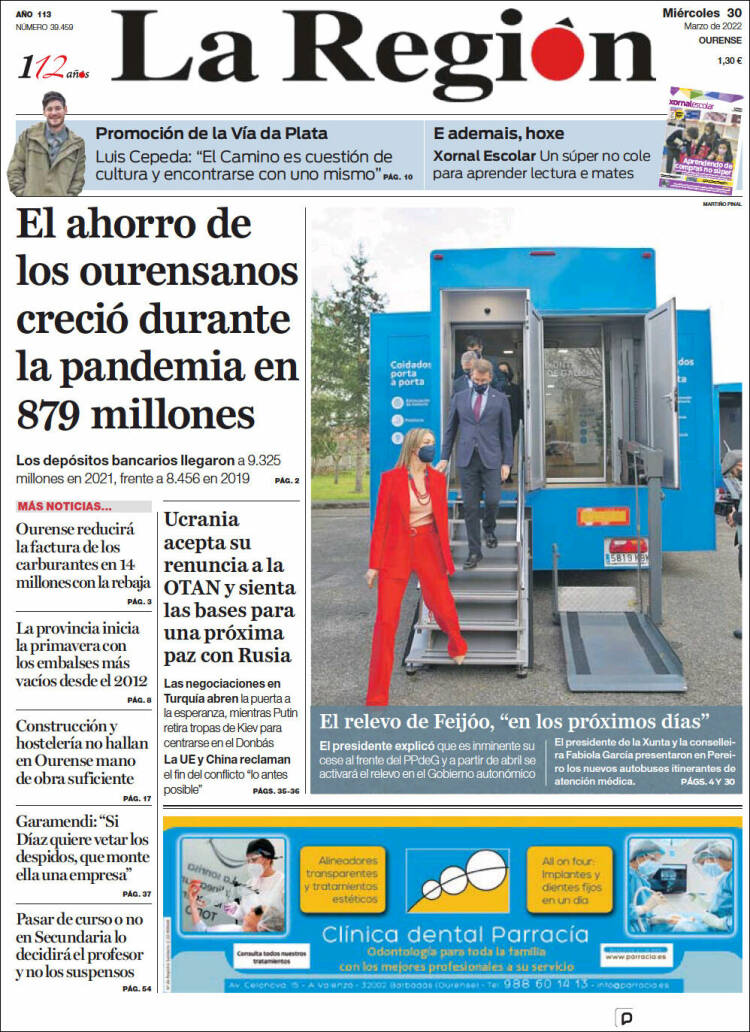 Portada de La Región de Ourense (España)
