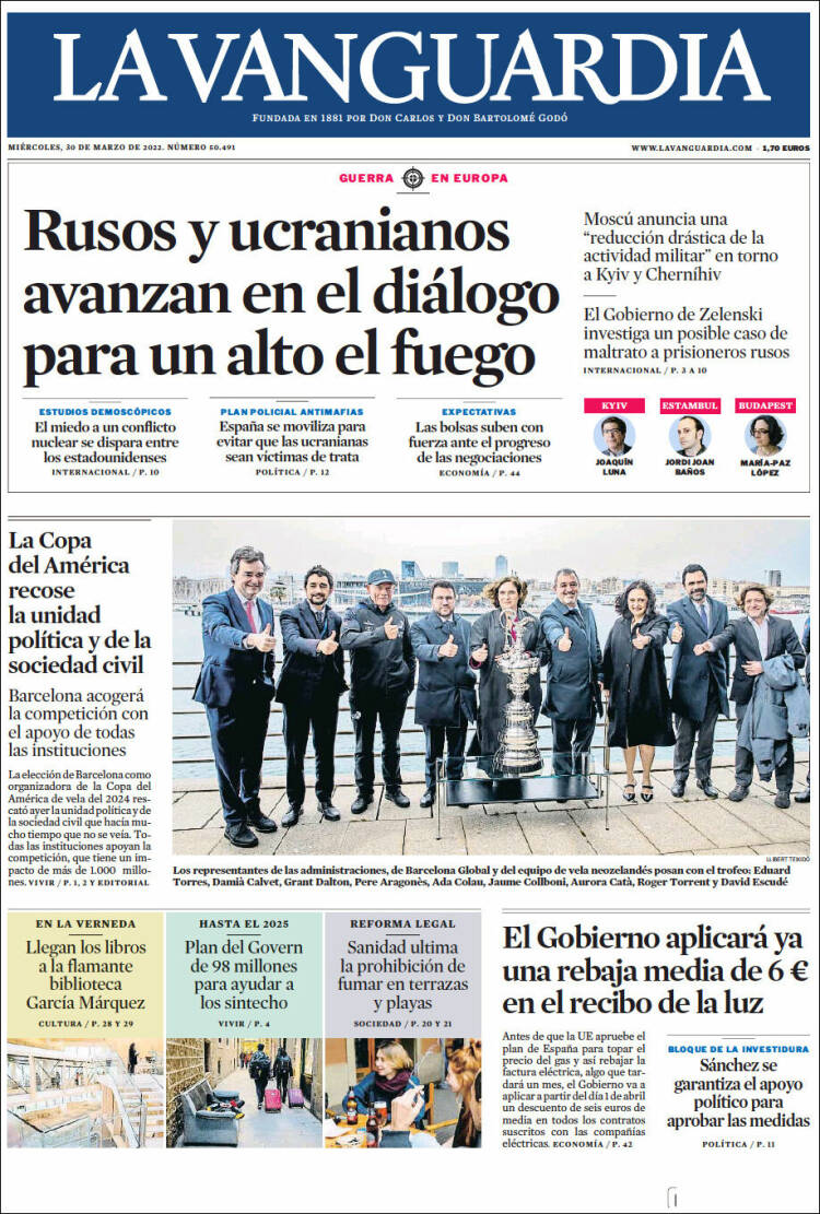 Portada de La Vanguardia (España)