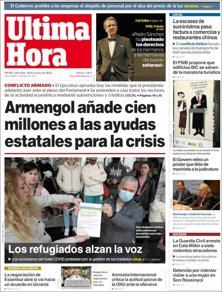Portada de Última Hora (España)