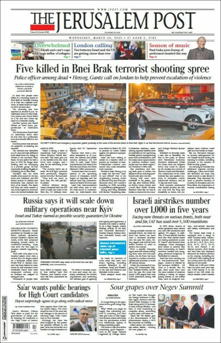 Portada de The Jerusalem Post (Israel)