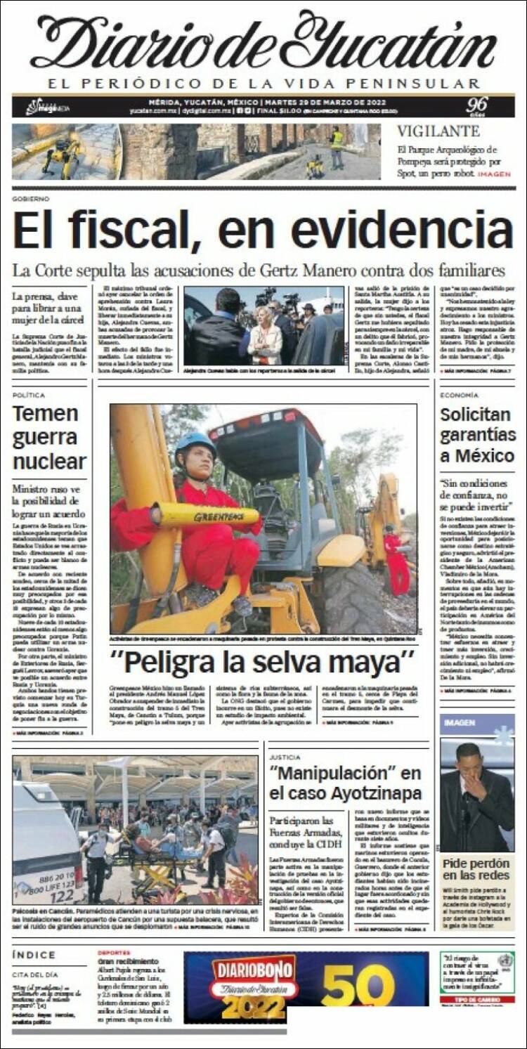 Portada de Diario de Yucatán (México)