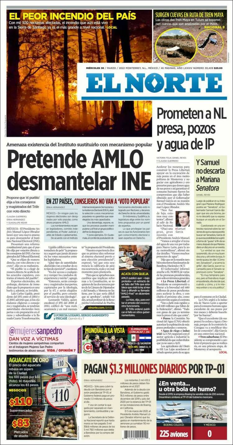 Portada de El Norte (México)