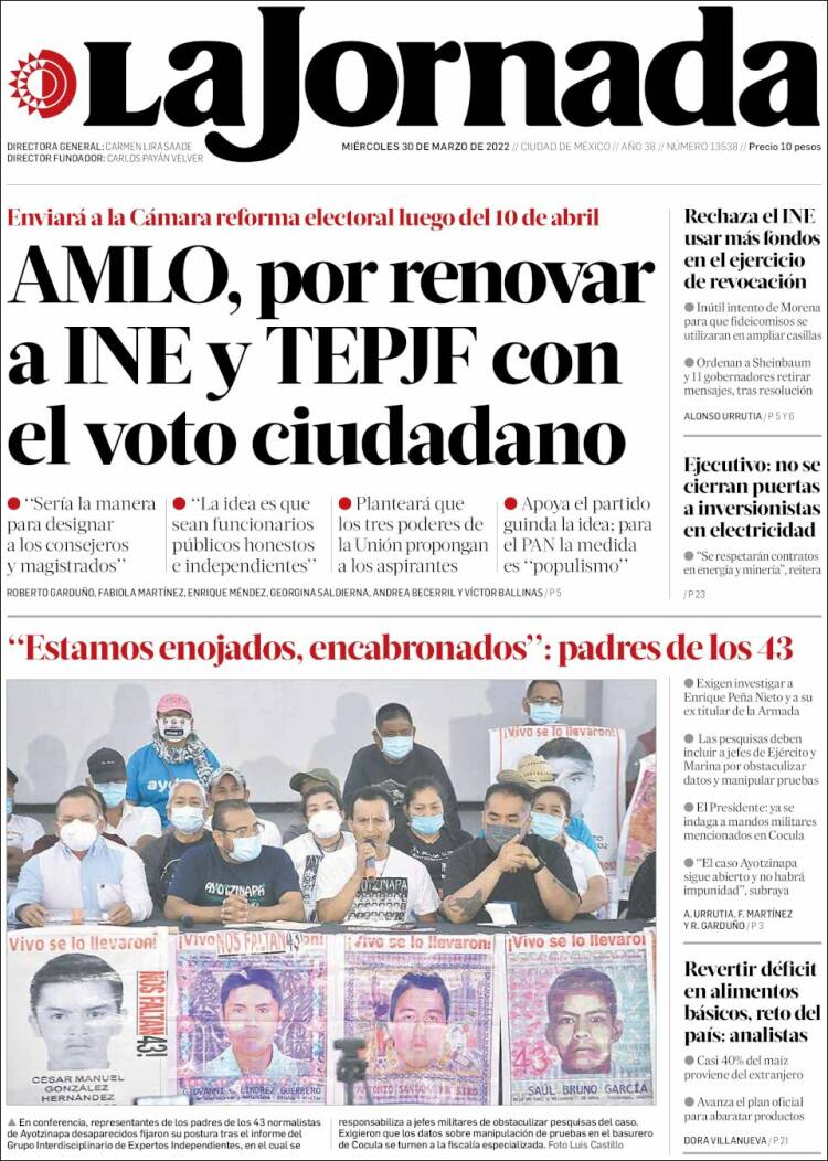 Portada de La Jornada (México)
