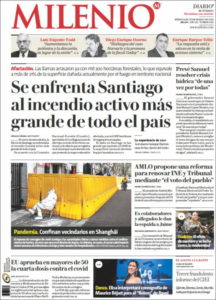 Portada de Milenio de Monterrey (México)