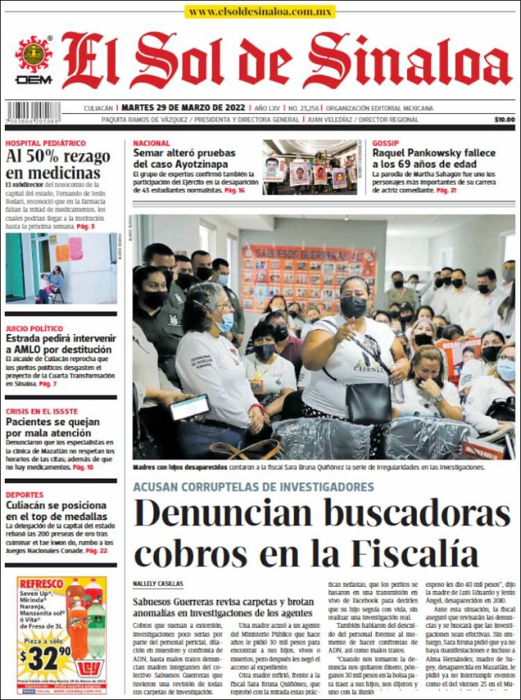 Portada de El Sol de Sinaloa (México)