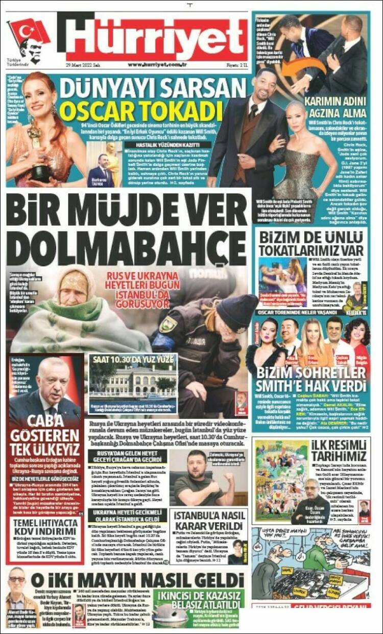 Portada de Hürriyet (Turqu&iacute;a)