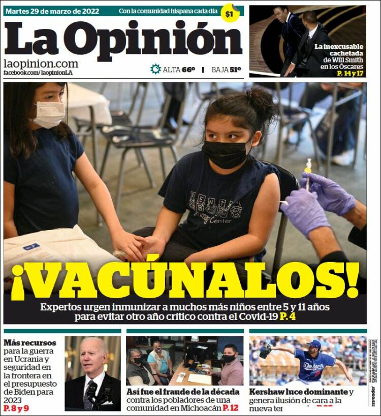 Portada de La Opinión (USA)