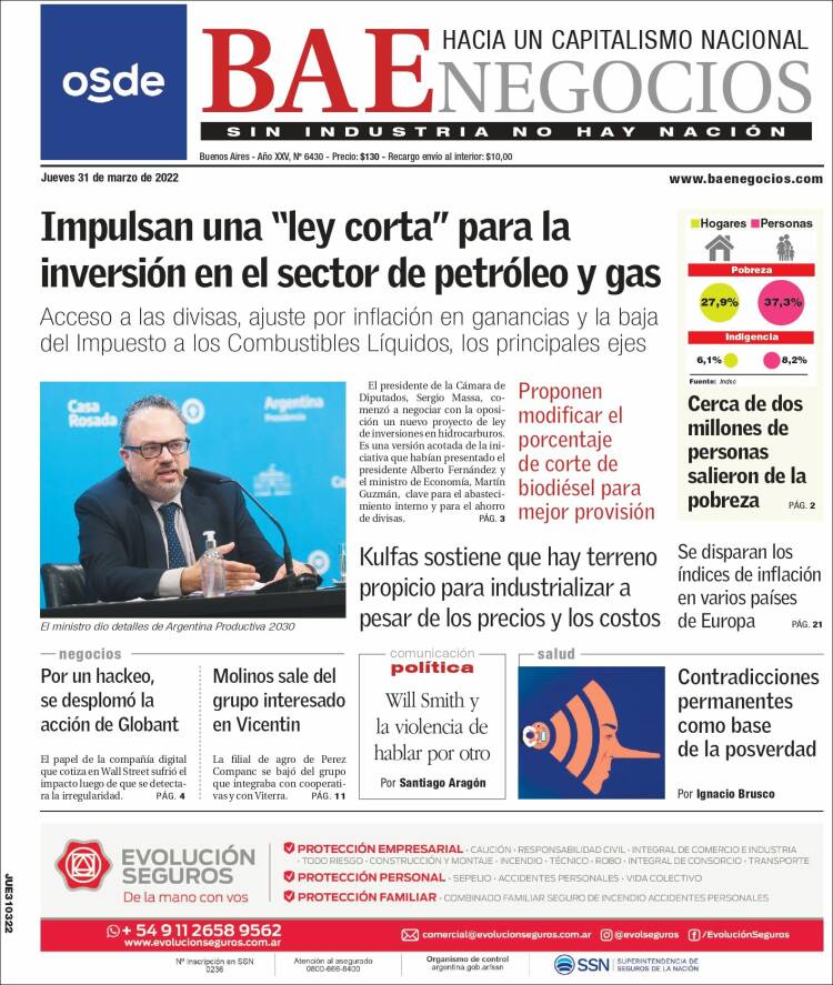 Portada de Buenos Aires Económico (Argentina)